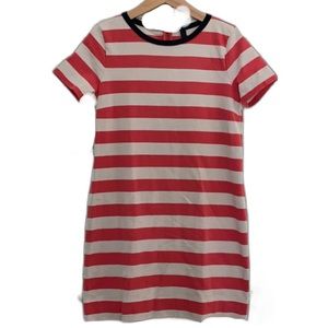 J. CREW rugby stripe dress size small coral blue STRIPES nautical zipper